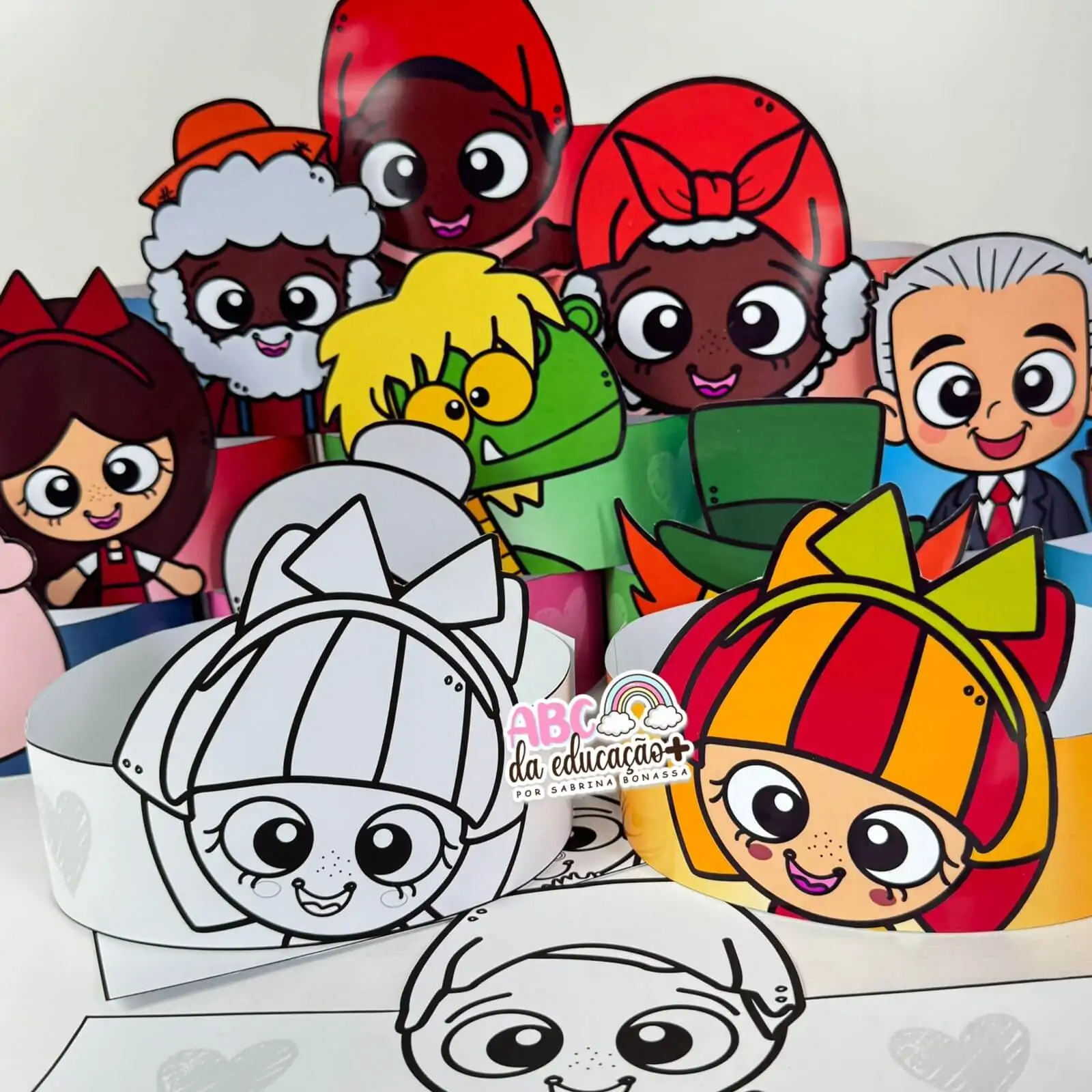 Viseiras lúdicas para o Dia do Livro colorida e para colorir - Imagem 6