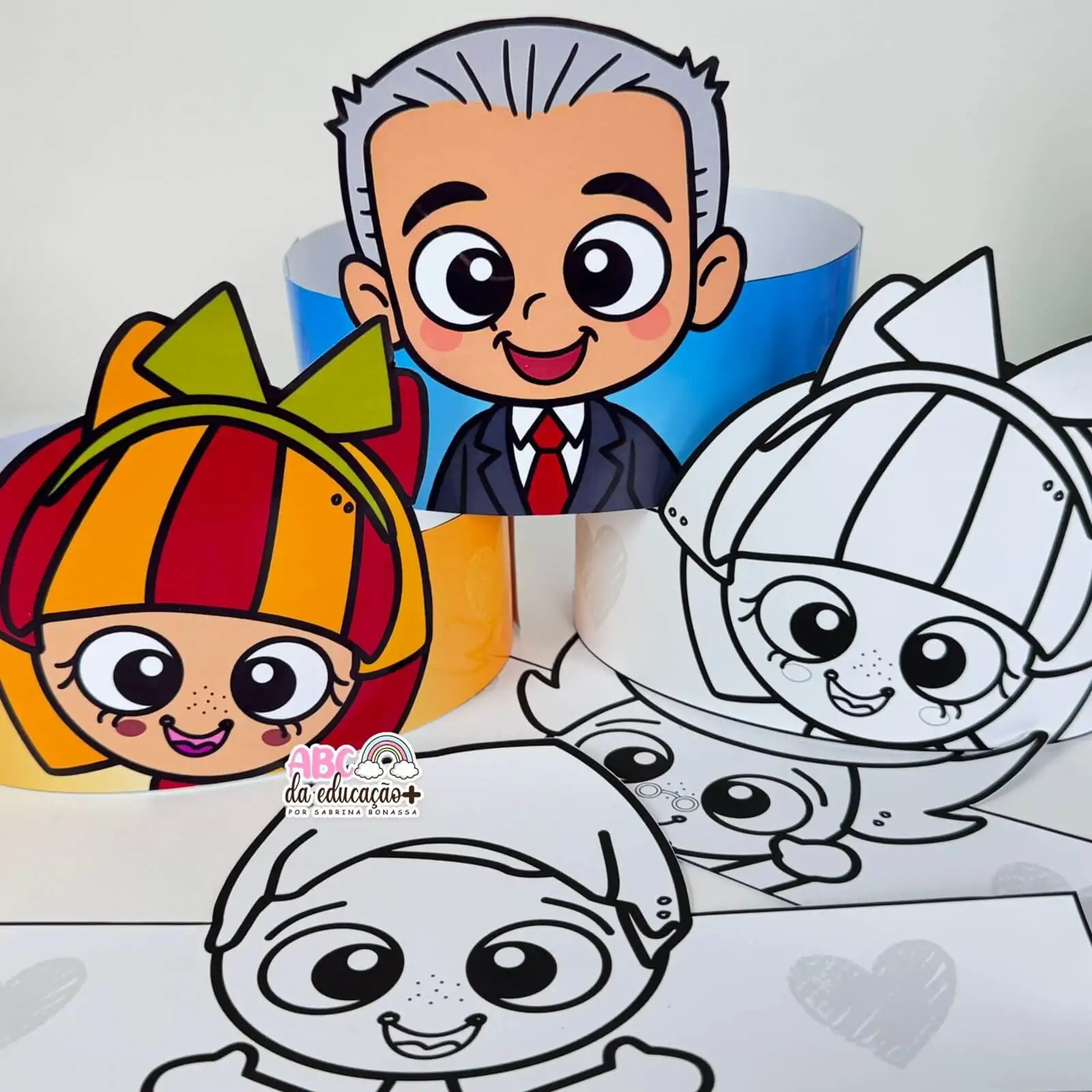 Viseiras lúdicas para o Dia do Livro colorida e para colorir - Imagem 5